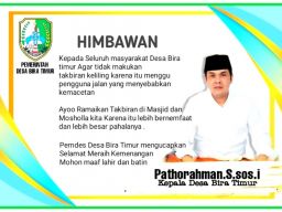 Pemdes Desa Bira Timur, Himbau Masyarakat Tidak Melakukan Takbir Keliling
