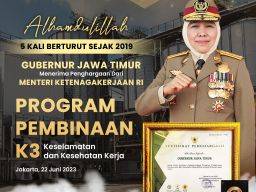 Gubernur Jawa Timur Lima Kali Terima Penghargaan K3 Terbaik Nasional