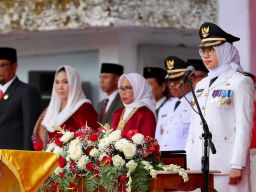 Upacara 17 Agustus di Banyuwangi Cukup khidmat Meski Diguyur Hujan Deras