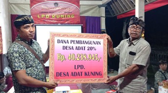 LPD Desa Adat Kuning Laporkan Prestasi Positif Tahun Buku 2023 Setor Dana Pembangunan Rp 40 Juta