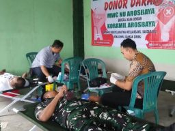 Sambut Bulan Suci Ramadan, Koramil Arosbaya dan MWC NU Gelar Donor Darah