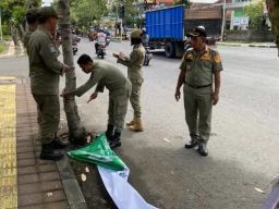 Satpol PP Jembrana Tertibkan Puluhan Reklame yang Melanggar Aturan Jelang Arus Mudik Lebaran