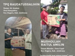 GPL dan Remaja Loloan Timur Salurkan Bantuan ke Mushollah dan TPQ di Desa Banyubiru dan Desa Cupel