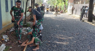 Hari ke-12 TMMD Harjamukti: Drainase, Jalan, dan Rumah Warga Terus Dibangun