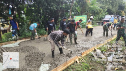 H+8 TMMD 127, Pengerasan Jalan Sukmajaya Terus Dikerjakan Personel Gabungan