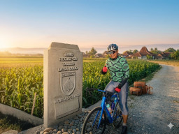 Tugu Prasasti TMMD Desa Godo Jadi Saksi Gowes Pagi Dansatgas Kodim 0718/Pati