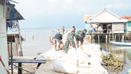 Material Pasir Diangkut untuk Percepatan Pekerjaan Rabat Beton Jalan Desa Polewali
