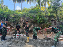 Satgas TMMD Ke-129 Kodim 1311/Morowali Kejar Penyelesaian Rabat Beton Jalan