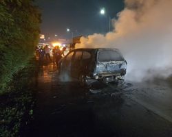 Karena Korsleting Listrik. Honda Stream di Tol Jagorawi Hangus Terbakar