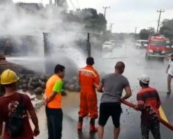 Mobil Pengangkut 500 Tabung Elpiji di Bangka Meledak dan Terbakar