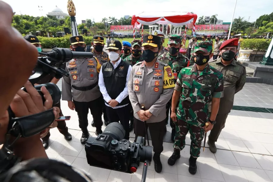 Forkopimda Jatim Gelar Apel Pasukan Operasi Lilin Semeru 2021
