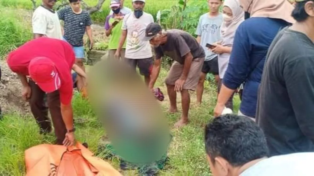 Seorang Pria Ditemukan Tewas di Tengah Sawah Milik Warga Menganti
