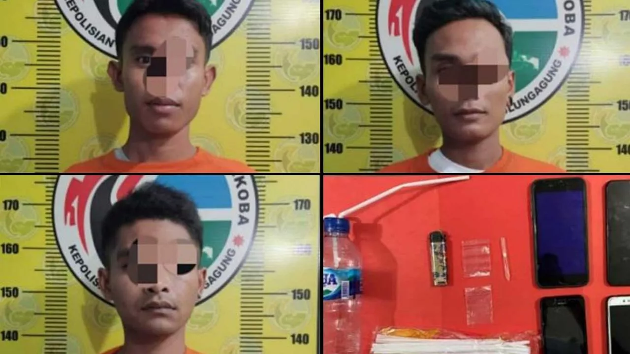 Lagi Asik Berpesta Narkoba Tiga Pria di Ngunut Tulungagung Diringkus Polisi