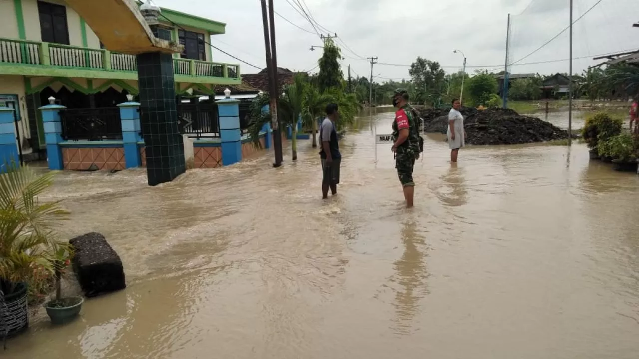 Kali Lamong Meluap, Teritorial Koramil Balongpanggang Terendam