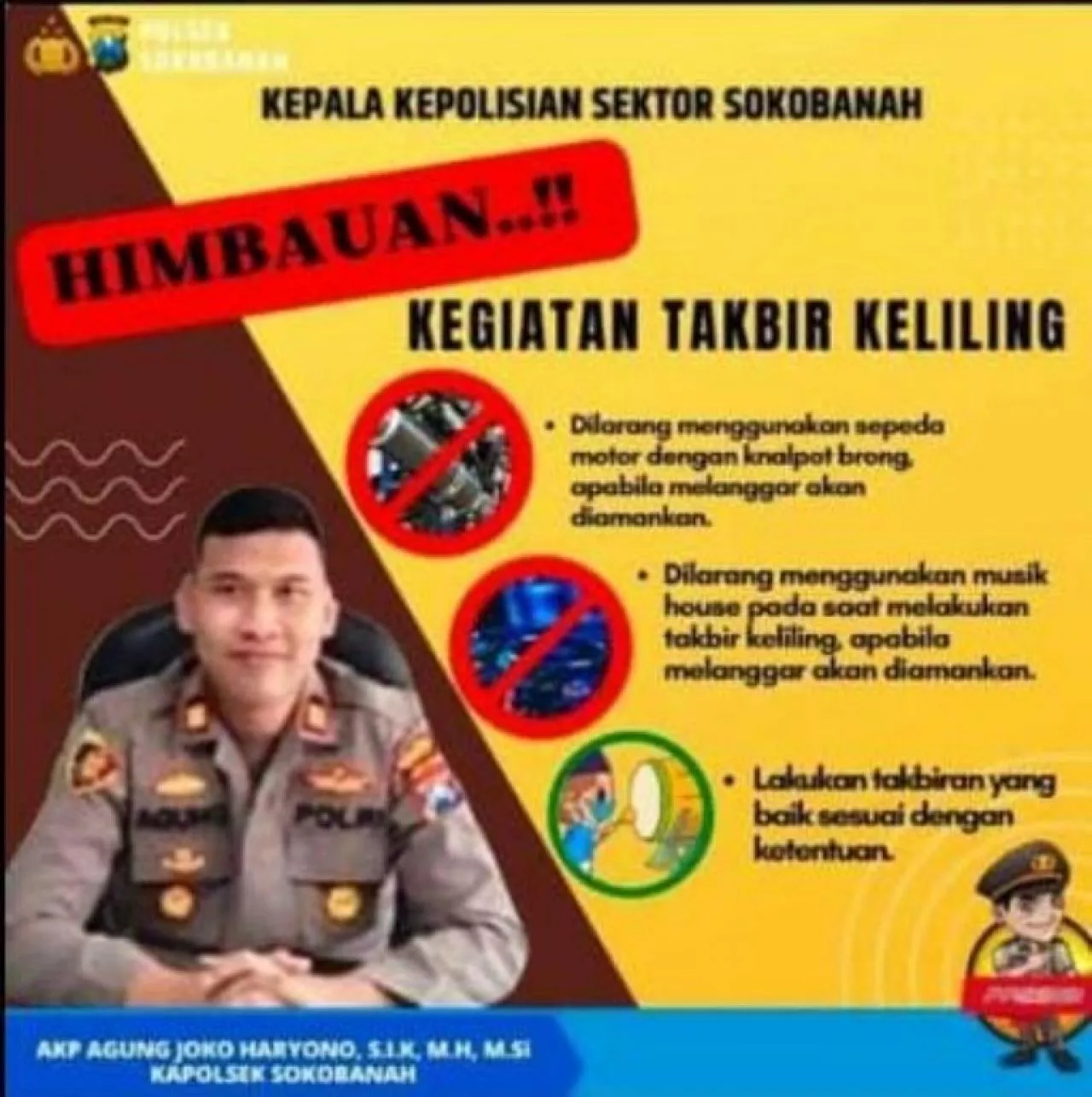 Jelang Lebaran, Begini Himbauan Kapolsek Sokabanah Terkait Takbiran