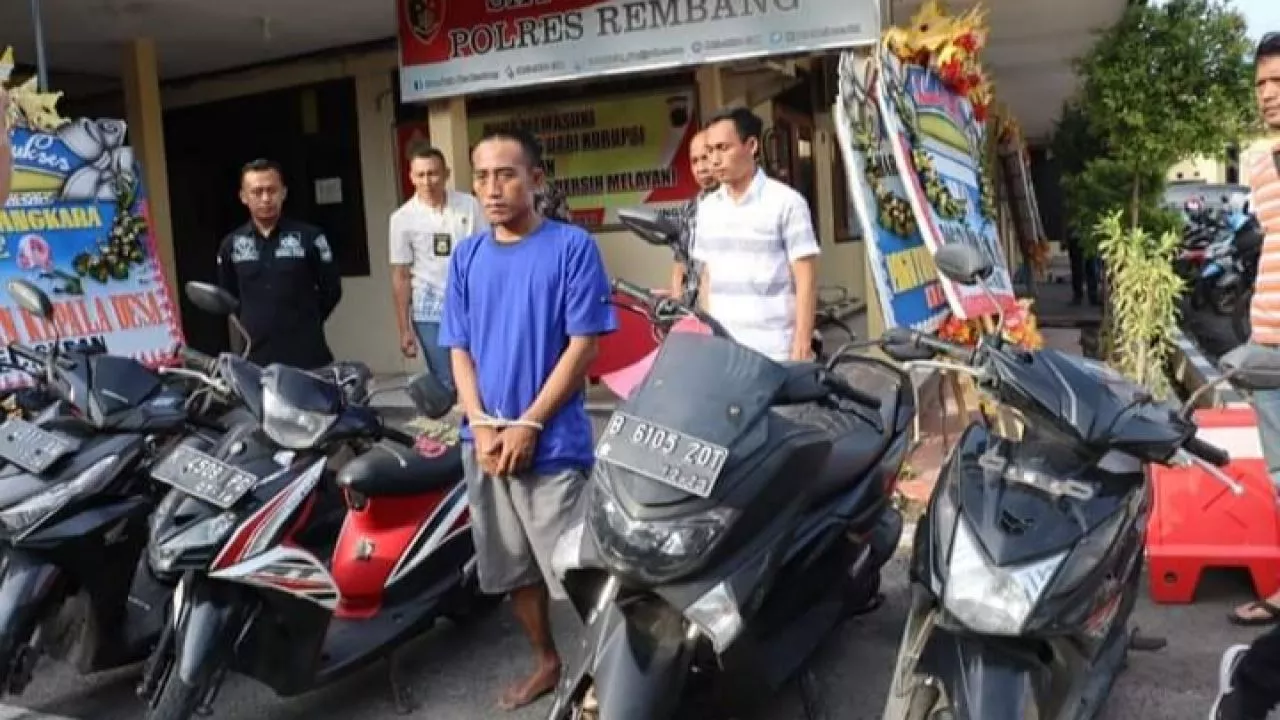 Gasak 10 Motor, Seorang Nelayan Asal Sarang Diringkus Waktu Kabur ke Semarang