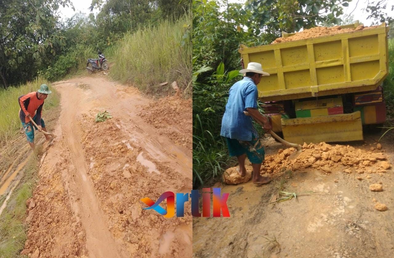 Perbaiki Jalan Rusak, Warga Desa Terosan, Banyuates, Swadaya Dana