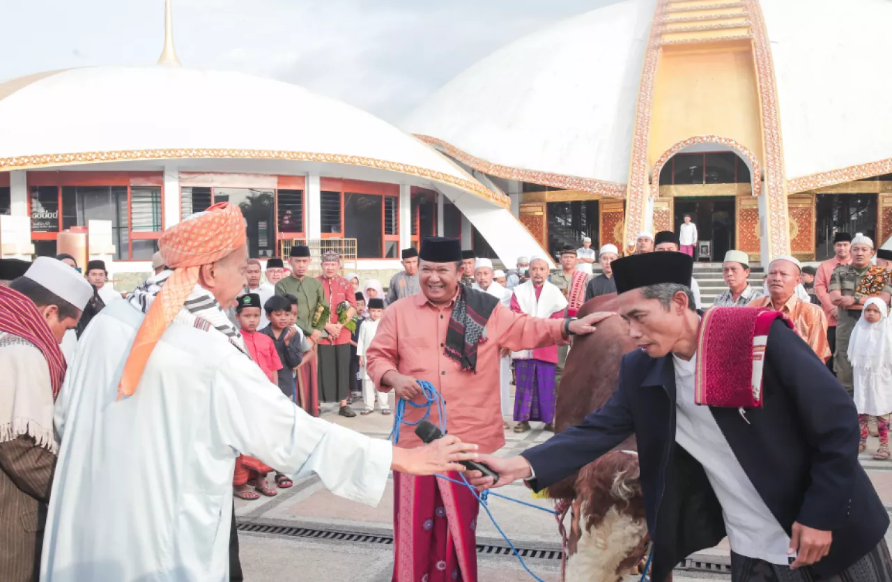 Bupati Jember, Hendy Siswanto Potong Lima Sapi Limousin untuk Kurban