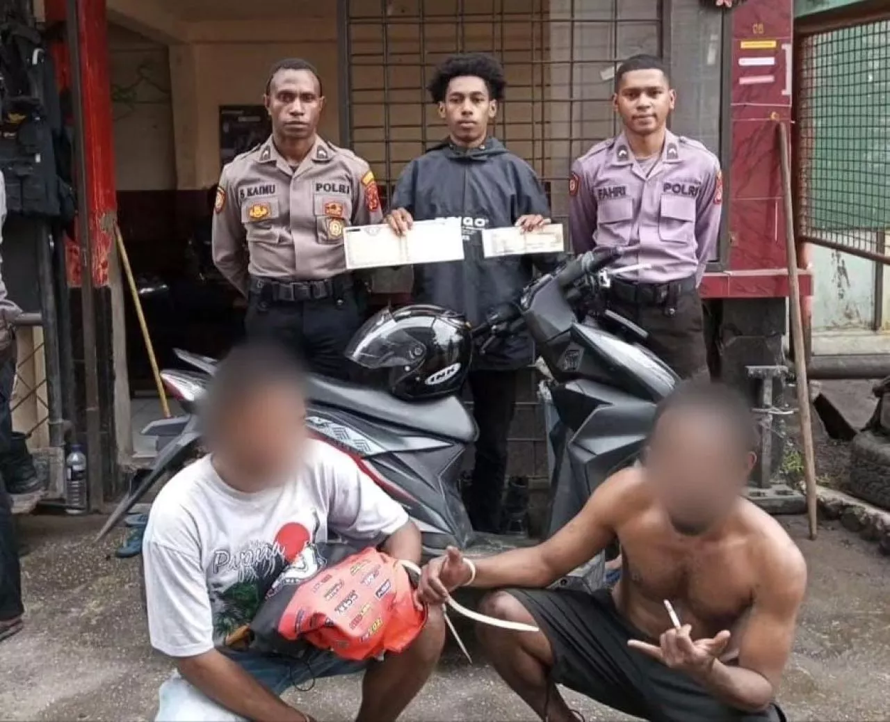 Tiga Terduga Penadah Motor Curian di Waena Jayapura Diringkus Polisi