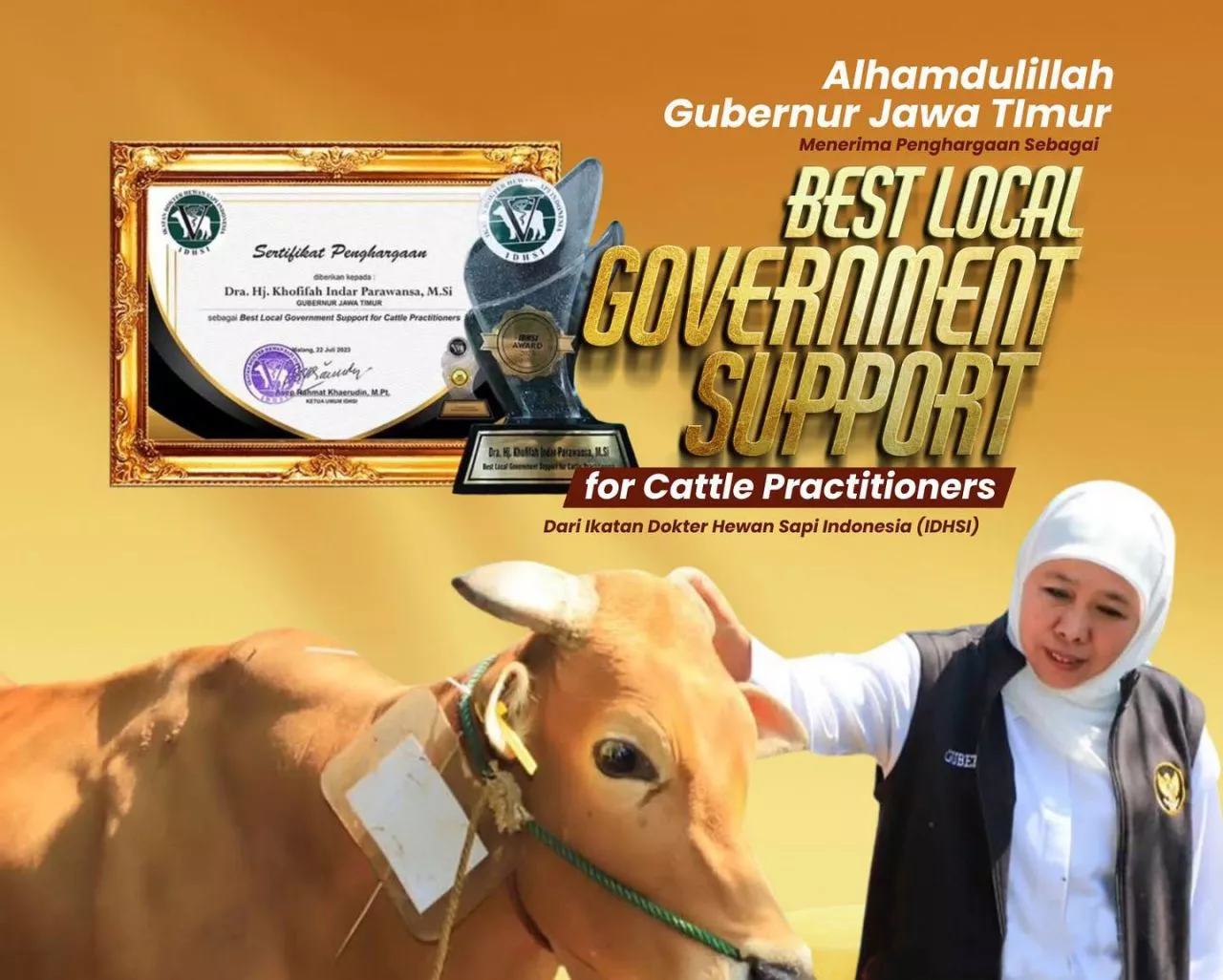 Gubernur Khofifah Indar Parawansa Dapat Penghargaan Terbaik dari IDHSI
