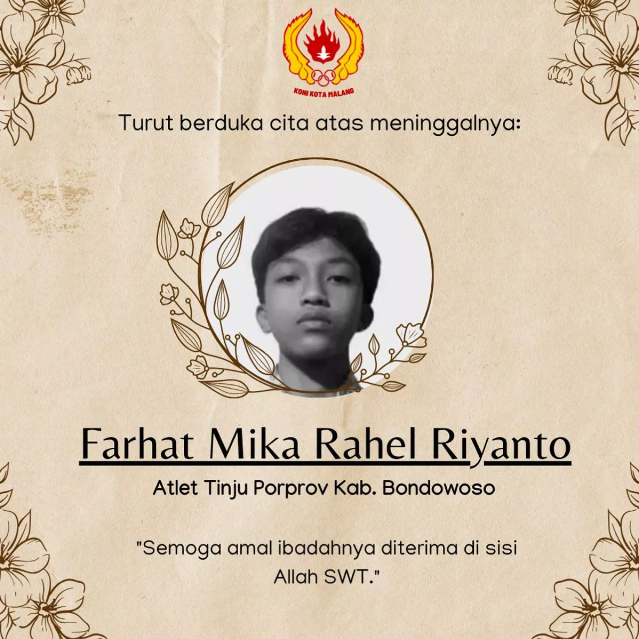 Petinju Berbakat Asal Bondowoso Tewas dalam Pertandingan Porprov Jatim 2023