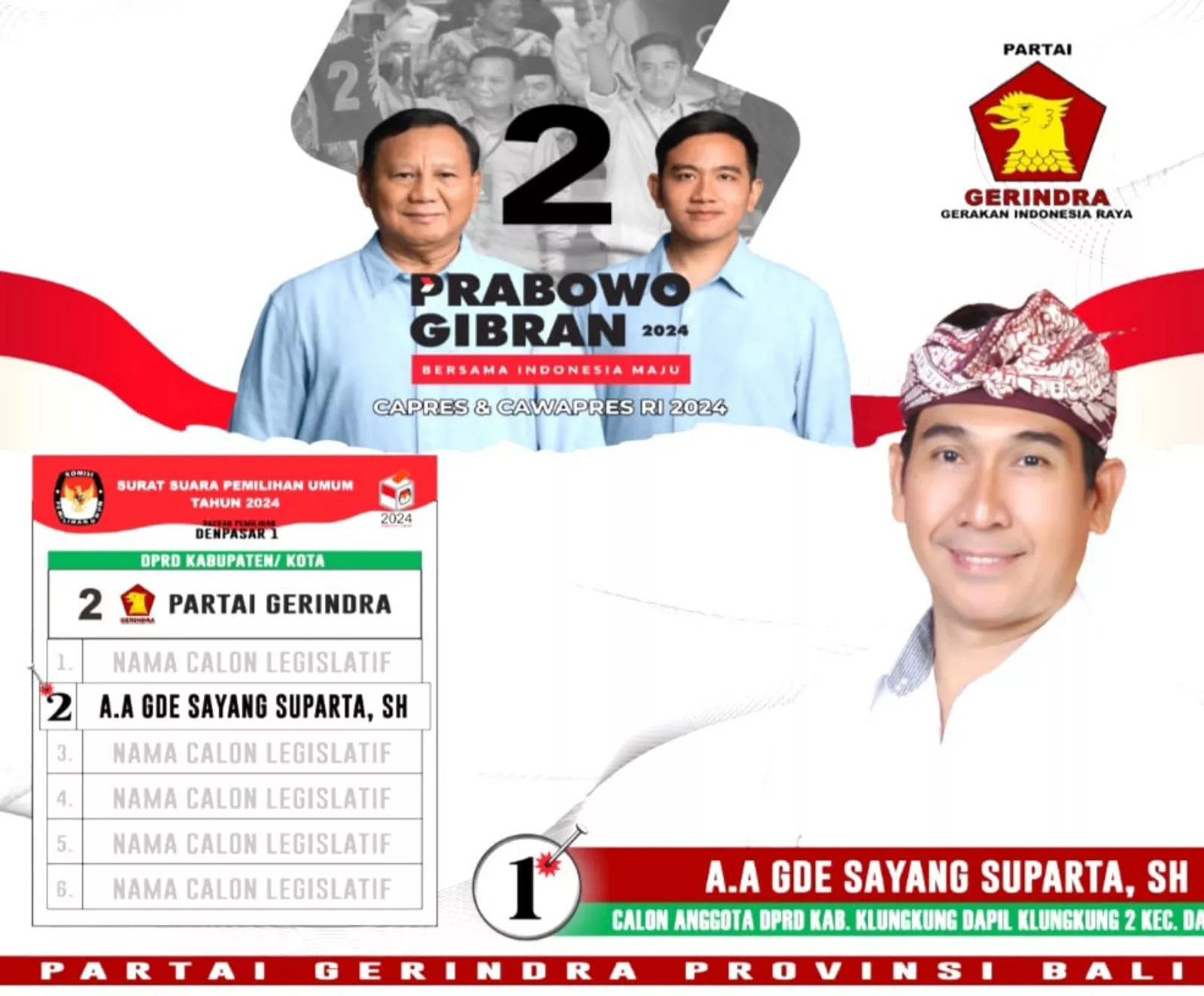 Gibran Tampil Memukau di Debat Cawapres, Jangan Lupa Coblos A.A.Gede Sayang Suparta