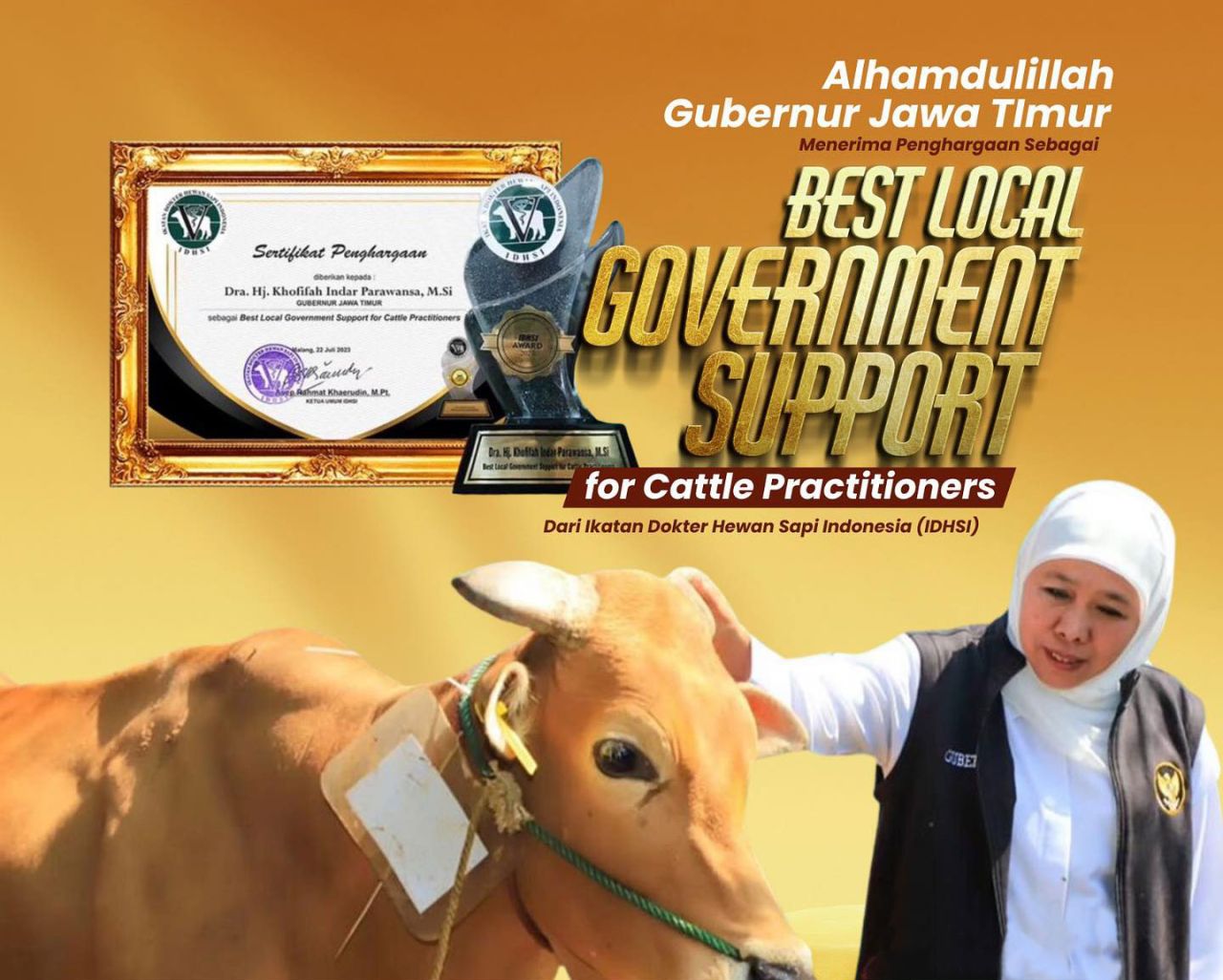 Gubernur Khofifah Indar Parawansa Dapat Penghargaan Terbaik dari IDHSI