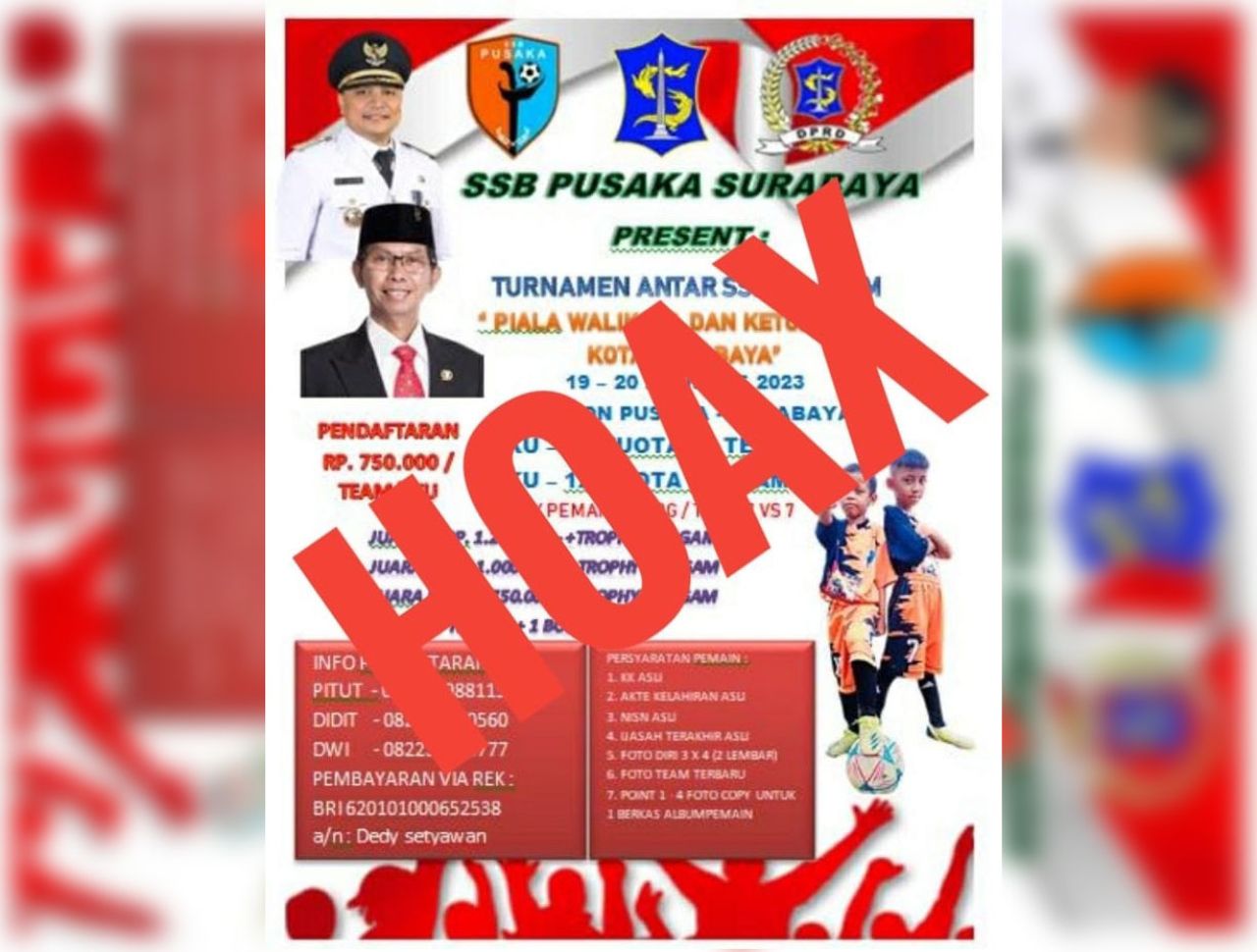 Pemkot Surabaya Klarifikasi Poster Event Turnamen Antar SSB adalah Hoax