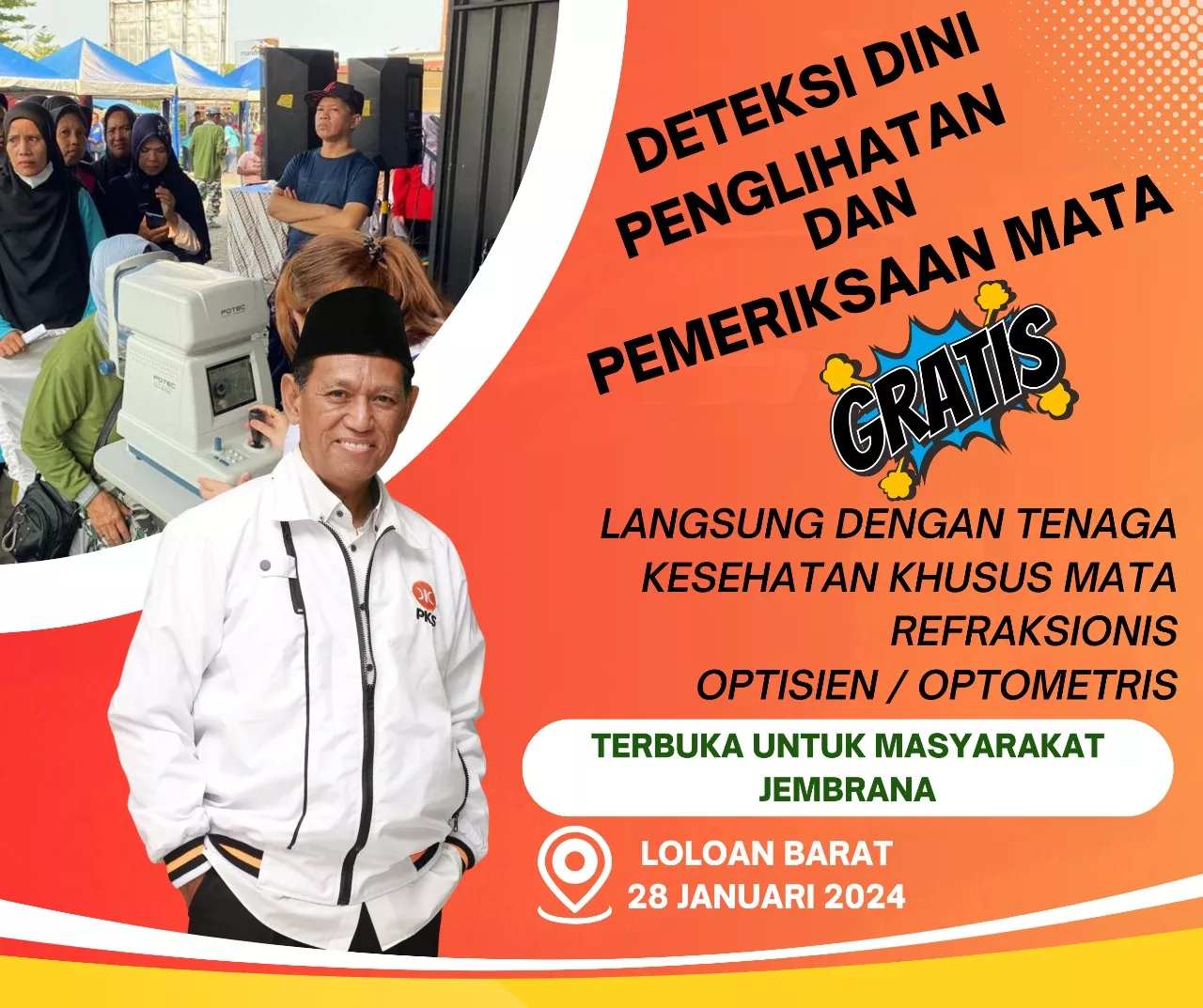 Habib Hud Muhammad Al Qadri Menggelar Pemeriksaan Mata Gratis untuk 160 Orang