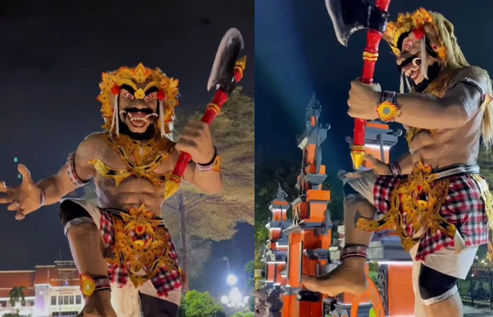 Jelang Hari Raya Nyepi, Pemkot Surabaya Mendekorasi Balai Kota dengan Ogoh-ogoh