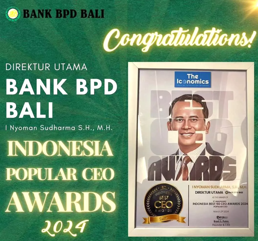 Bank BPD Bali Raih Penghargaan Best CEO atas Implementasi Fondasi Digital Culture dan Penguatan SDM