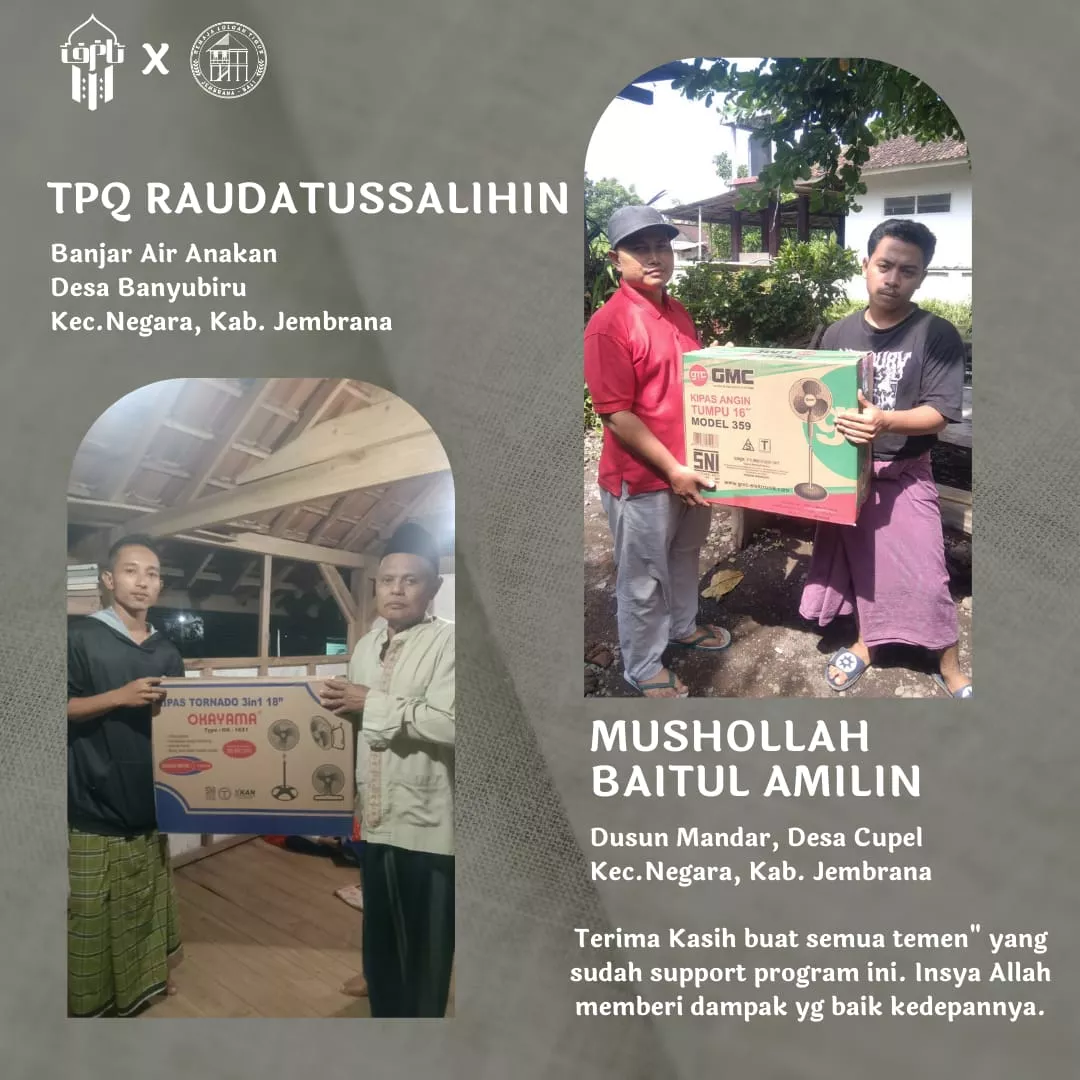 GPL dan Remaja Loloan Timur Salurkan Bantuan ke Mushollah dan TPQ di Desa Banyubiru dan Desa Cupel