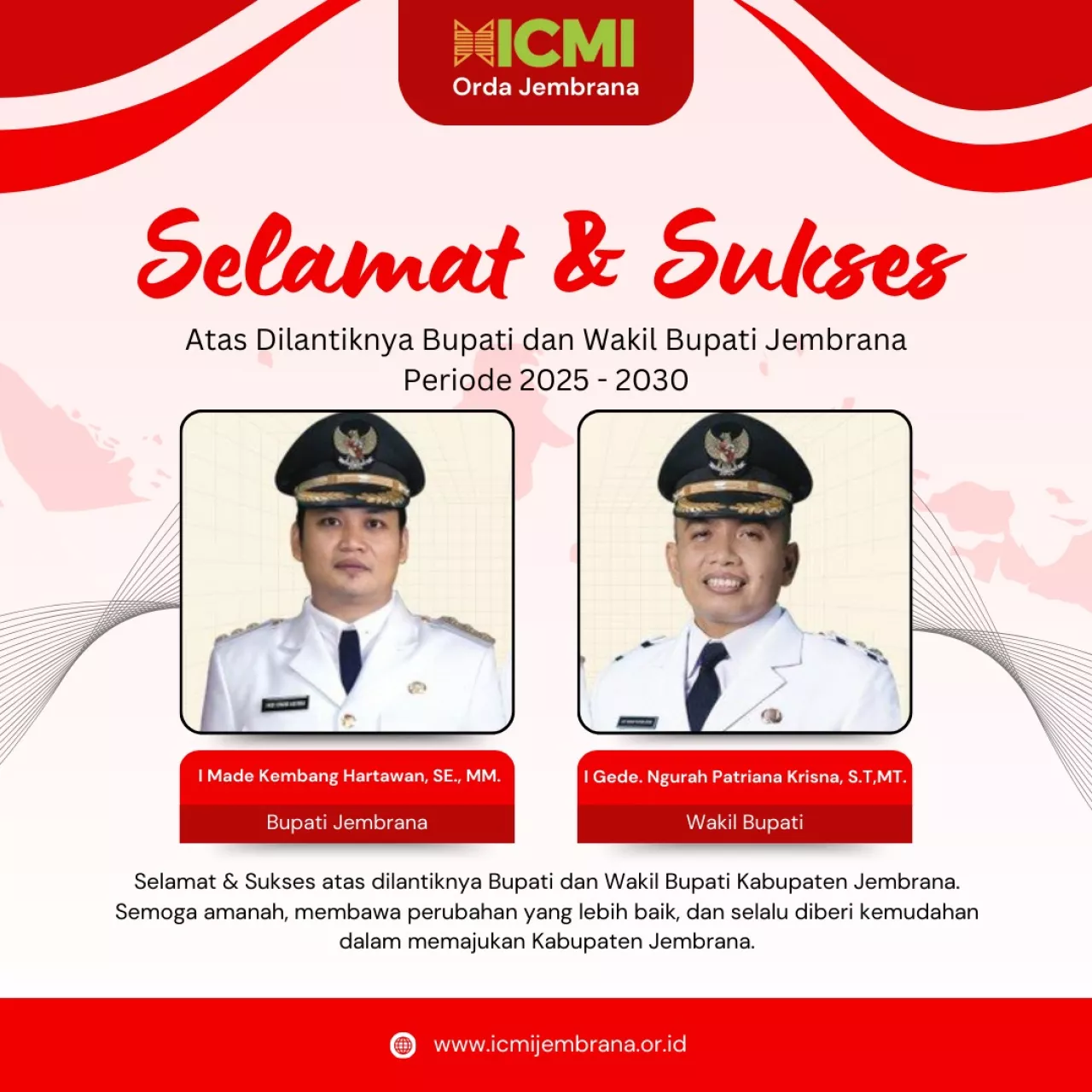 ICMI Orda Jembrana Ucapkan Selamat dan Sukses atas Pelantikan Bupati dan Wakil Bupati Jembrana Periode 2025-2030