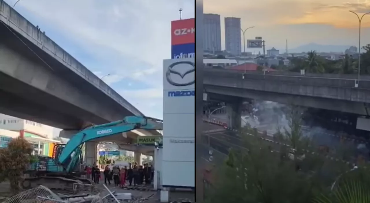 Eksekusi Showroom Mazda di Jalan AP Pettarani Makassar Diwarnai Aksi Bakar Ban