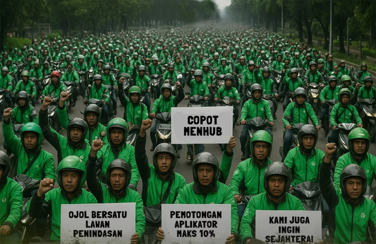 Demo Ojol Warnai Peringatan Harhubnas 2025, Tuntut Menteri Perhubungan Dicopot