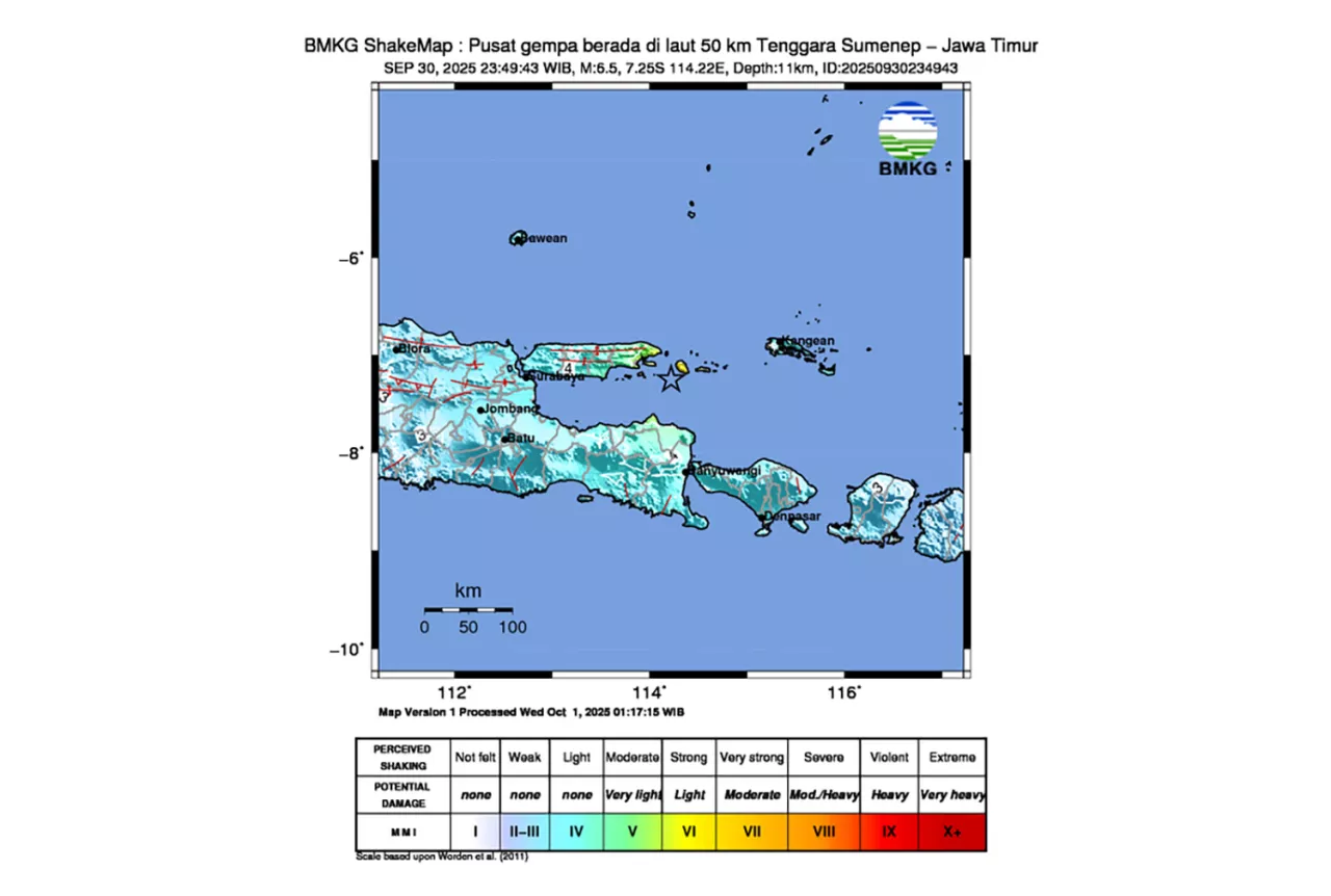 Gempa 6,5 SR Guncang Sumenep, Terasa ke Seluruh Jatim hingga Bali dan Lombok