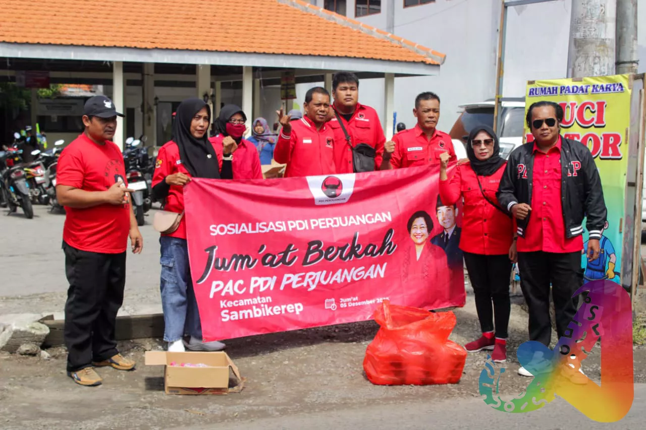 PAC PDIP Sambikerep Gelar Jum’at Berkah, Semangat Gotong Royong Kian Mengakar