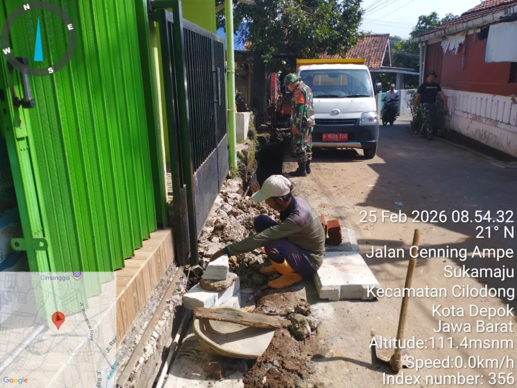 H+15 TMMD 127, TNI-Polri dan Warga Percepat Drainase di Cilodong
