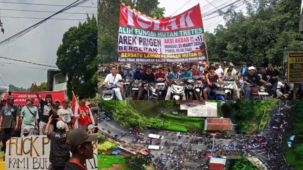 Ribuan Massa Kepung Tretes, Tolak Proyek Perumahan di Hutan Prigen Pasuruan