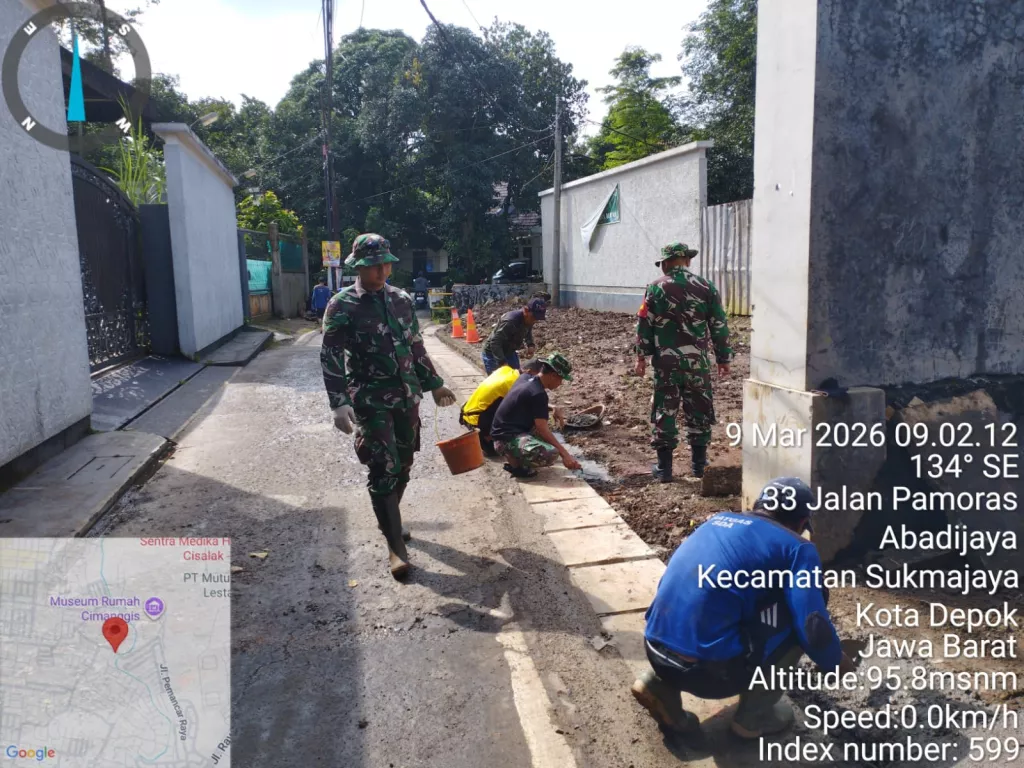 Program TMMD Depok Benahi Saluran Air Warga di Sukamaju dan Abadi Jaya