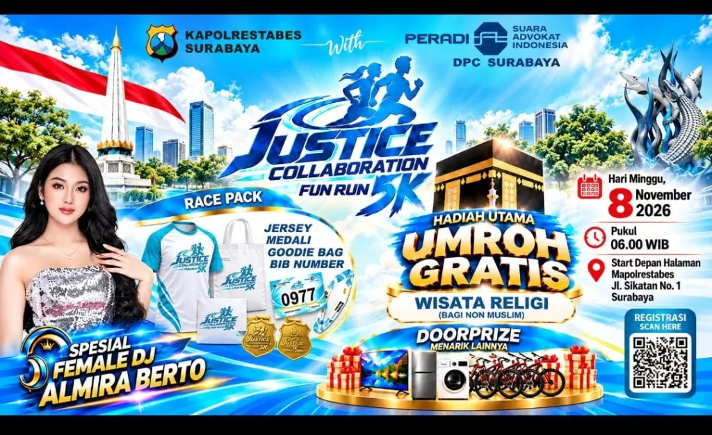 Fun Run 5K Surabaya Siapkan Hadiah Uang Tunai, Sepeda Listrik hingga Umrah Gratis