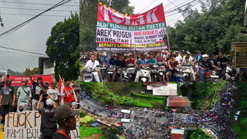 Ribuan Massa Kepung Tretes, Tolak Proyek Perumahan di Hutan Prigen Pasuruan