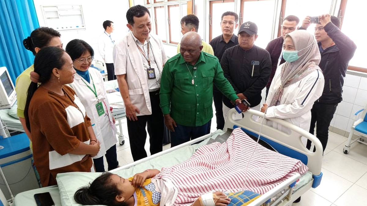 Menteri HAM Tinjau Korban Keracunan MBG Surabaya, Dapur Bermasalah Langsung Dihentikan